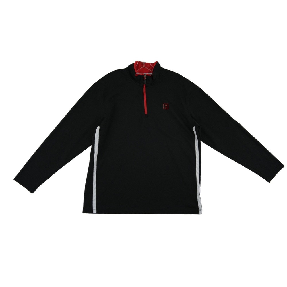 PGA Tour Pullover Men's Size XL Black Red White Reflective Golf Shirt